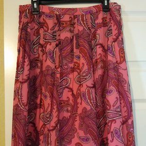 SOLD on XPost J Crew Silk Pink Paisley Lined Skirt